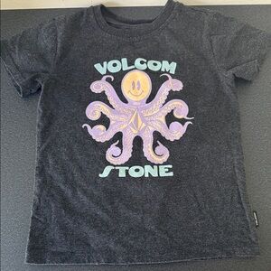 Volcom Black and Purple Short Sleeve Tee with Graphic Design